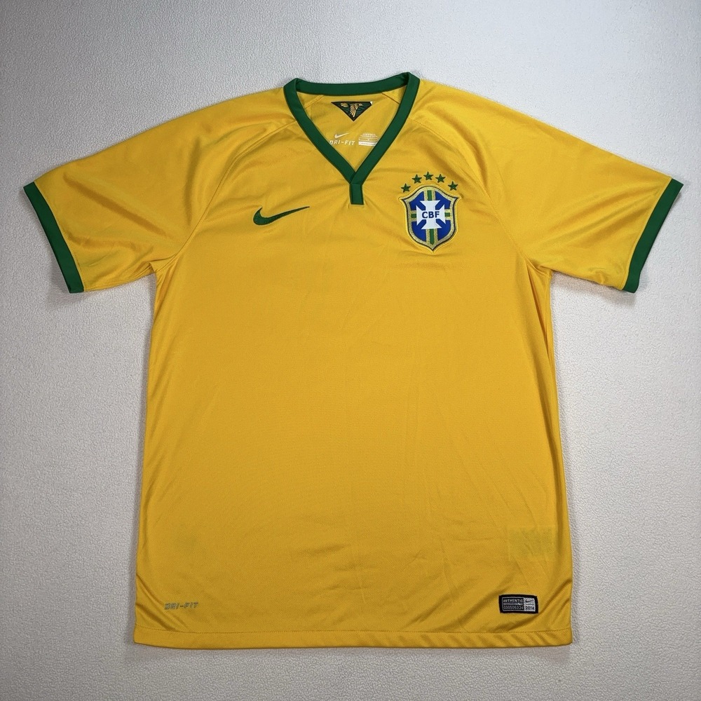 Nike Brazil 2014 Home Soccer Jersey Shirt Men's‎ M Yellow Dri-Fit National Team